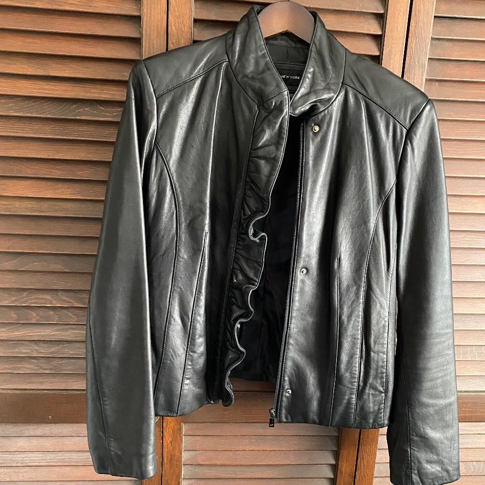 Jones NY black lambskin leather jacket